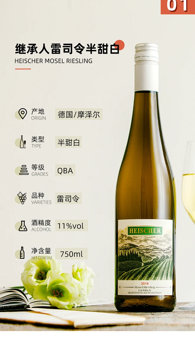 雷司令标杆产区 德国原瓶进口继承人Heischer雷司令半甜白葡萄酒-淘宝网-花瓣网