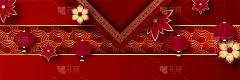 中国农历2022年虎年红金花和亚洲元素剪纸与工艺风格的背景。通用中文背景横幅。矢量图