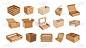 采购产品木箱和纸箱，货物包装隔离托盘和空集装箱的包裹。木抽屉和板条箱
