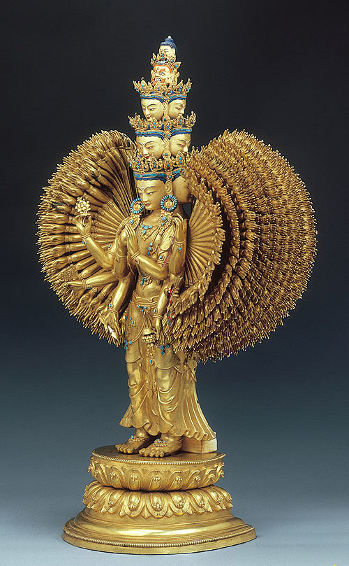 十一面千手千眼观音菩萨鎏金铜像