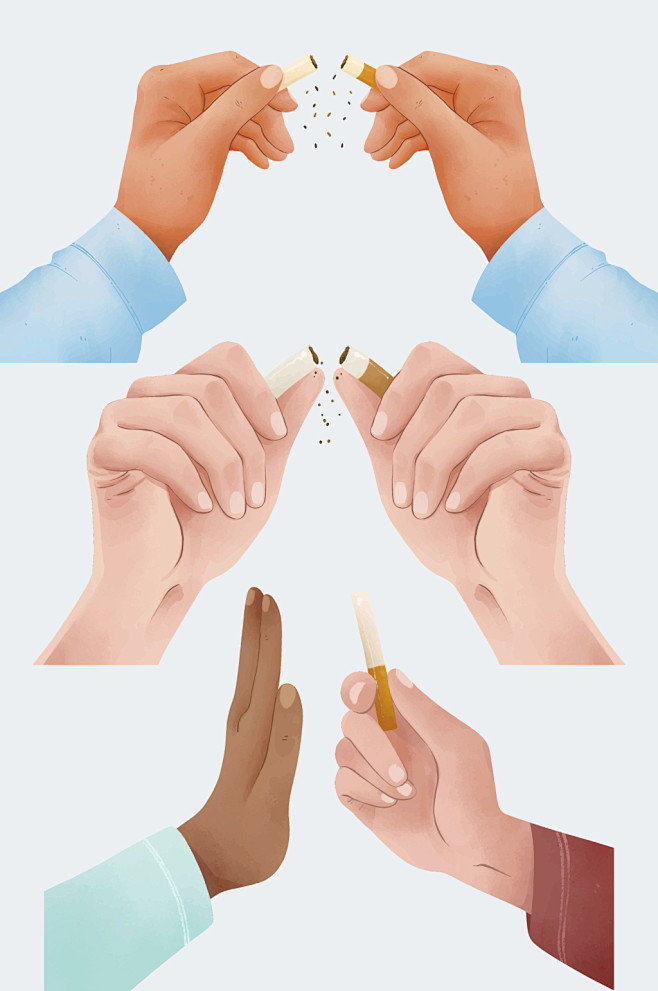 不吸烟矢量手势插画元素