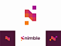 N for nimble, beautiful apps developer, logo design : Logo design proposal for nimble, a 'beautiful apps developer'. In the image you can see the main proposed symbol, 2 secondary variations and the full logo with a customized type.  

The idea behind...
