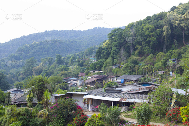 古老的,泰国,山,乡村,天空,水平画幅