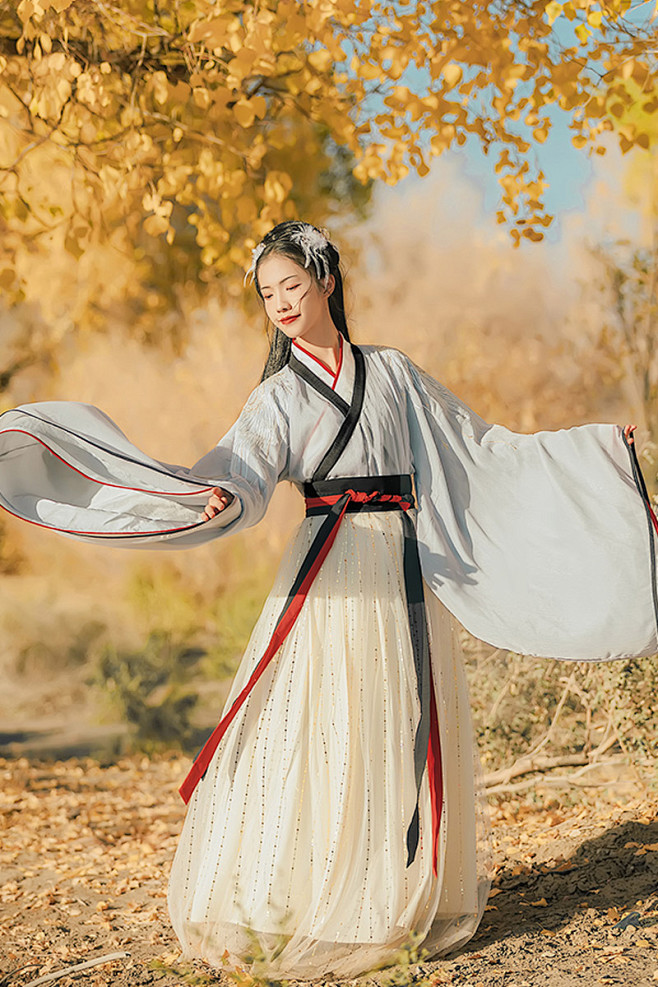 汉尚华莲化羽传统汉服女装齐腰刺绣魏晋风多层交领襦裙秋冬日常款淘宝