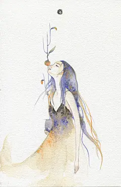 不知道自己寻觅的什么-懒懒灰兔_插画,原创,治愈,人物,水彩_涂鸦王国插画