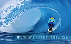 电脑屏幕-8月#台历# #手绘##电脑壁纸#