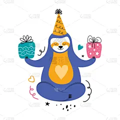 可爱的,贺卡,新年前夕,节日,绘画插图,卡通,礼物,生日,可爱
