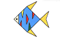 简单彩色花纹鱼的画法 漂亮鱼的简笔画图片教程-www.uzones.com