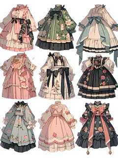 洛丽塔｜oc连衣裙穿搭手帐插画素材26弹