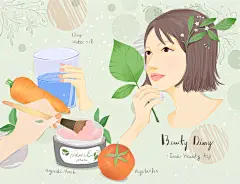 创意手绘唯美网红妆容护理达人草本养生教程插画海报设计素材K195-淘宝网
