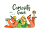 Curiosity Guide  sun guide balloon mountain typography character forest nature summer fourplus flat design illustration