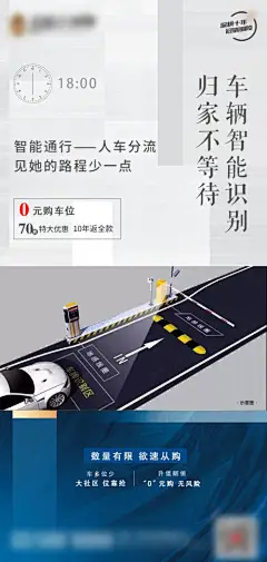 房地产海报 车位 价值点 智能 识别 简约--源文件下载