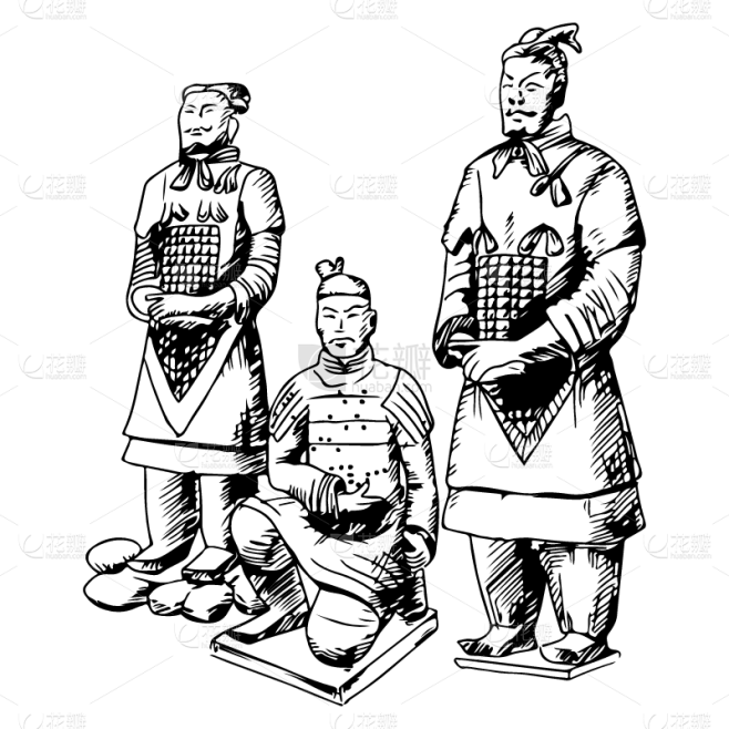 SVG-建筑元素素描贴纸-兵马俑