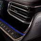 A close-up of the backlit Grand Wagoneer badging on the dashboard of the Grand Wagoneer concept.