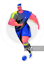 跑,插画,足球运动员,活力,荧光色正版图片素材