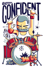 Cartoon Shelf drummer training