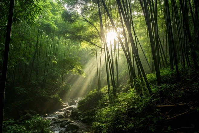 清新竹子竹林植物自然风景摄影图-花瓣网