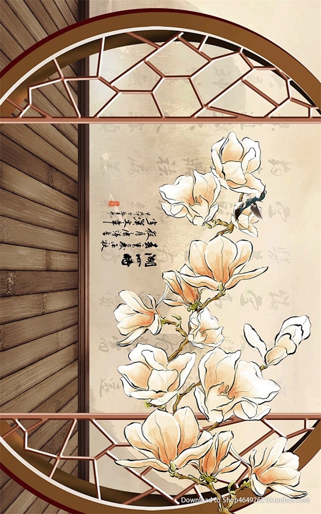 新中式山水装饰画艺术背景客厅古典传统卧室