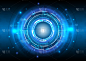 Futuristic Sci-Fi glowing HUD user. Digital infogr