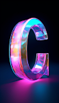 酸性流体彩色玻璃发光字母G模型