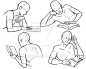 #SAI资源库# 动漫人物侧卧、坐姿势绘画参考，拿去练习，转需~