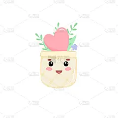 手画可爱卡哇伊口袋与心。