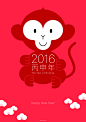 The Year of Monkey 2016 - Greeting Message : Greeting Card and Poster, iPhone6 Wallpaper for New Year 2016