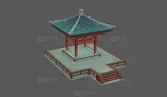 古代凉亭A，小亭子，楼梯，石台 - 场景模型 蛮蜗网