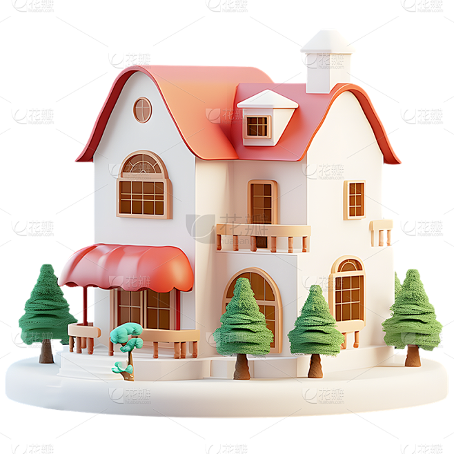 3D立体建筑别墅元素