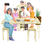 手绘肌理-同学聚会狂欢动作元素