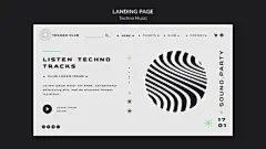黑白系电音节抽象概念音乐海报传单PSD模板 Techno music festival poster templatePSD