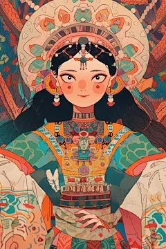 国粹花旦插画绘画