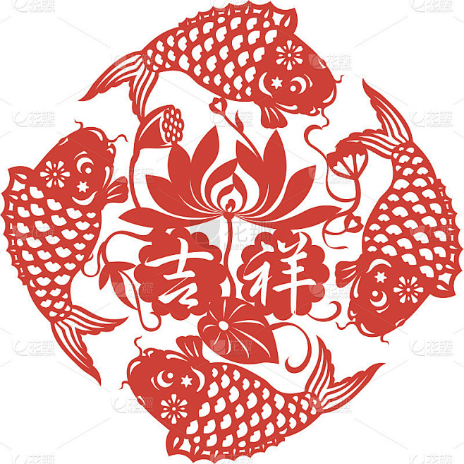 中国吉祥鱼设计插画