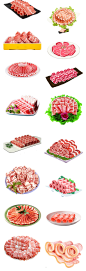 78款火锅羊肉卷牛肉卷肉片五花肉块手绘美食透明海报PNG设计素材-淘宝网