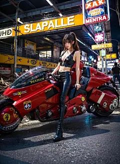 Ai产生的, 女士, 摩托车, 动漫, 特点, 3D壁纸, 3D 壁纸, 幻想
