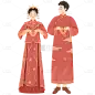 手绘中式婚礼新人贴纸