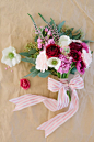 Hand tied flower bouquet | Kerinsa Marie Photography & Violet Floral Design | see more on:  http://burnettsboards.com/2014/04/sweetest-anniversary-surprise/