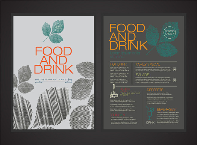 餐牌餐厅食品食物国外西餐菜单传单海报AI...