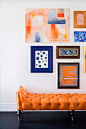 橙+普蓝，客厅