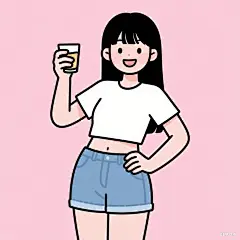 露腰+冰美式插画
