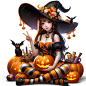 Halloween witch girl slot game character with white plain background | Premium AI-generated image