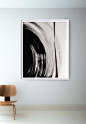 Original black and white abstract ink art painting on