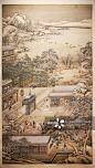 故宫中展示的门神年画古董图片素材
