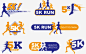 运动logo矢量 https://88ICON.com 紫色 黄色 跑步 健身 扁平化 健身房Logo