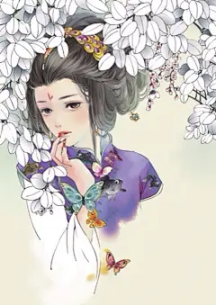 彼岸花。古风，手绘，美人。