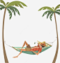 躺在挂床睡觉ai免抠素材_新图网 https://ixintu.com 海边 休息 椰子树 吊床 矢量图 躺着的人