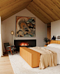 Photo by Meier Interiors on April 28, 2024. May be an image of fireplace, bed, indoors and bedroom.