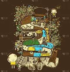 幻想,巨大的,蛇爬梯子,野味,男孩,女孩,地形,户外,性格,树