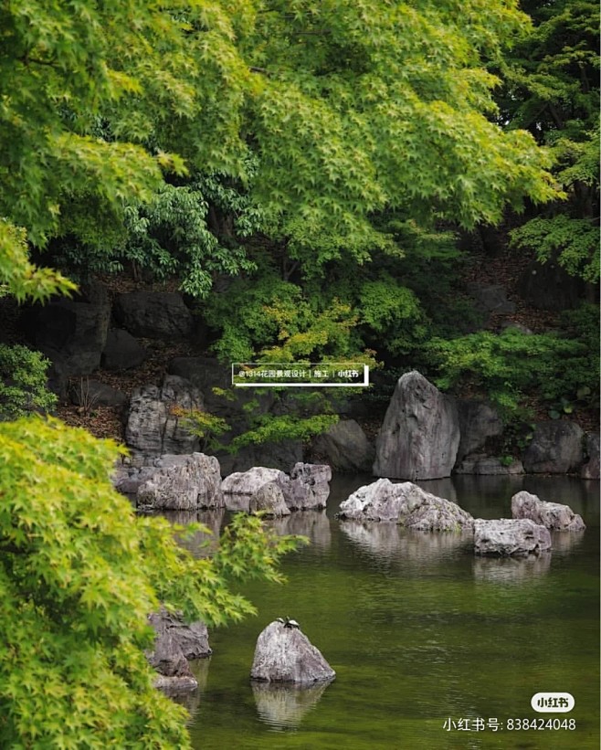 日式 景石 湖面