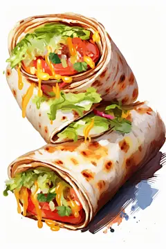 手绘传统美食水彩插画
